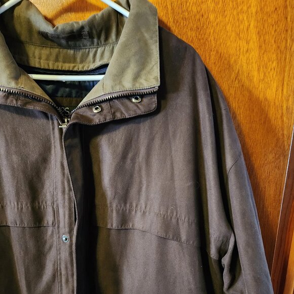 Men's Large Jos. A. Bank Brown Full Zip Overcoat Removable Liner - Picture 4 of 10